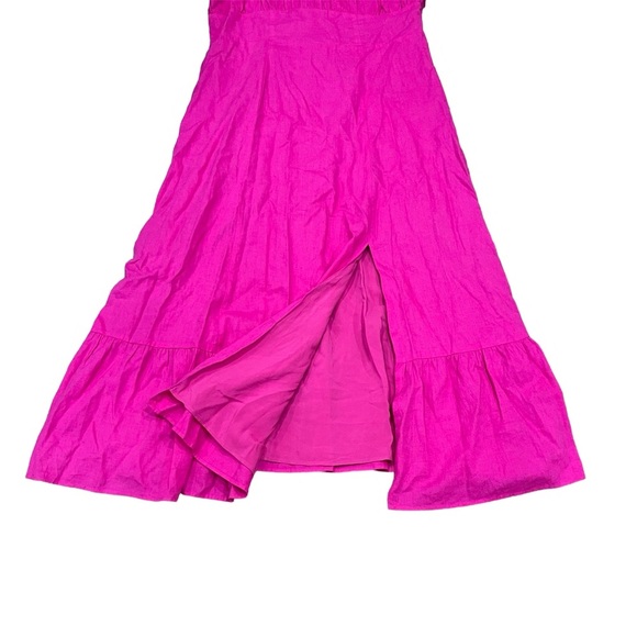 Short Puffy-Sleeve Square-Neck Linen Dress | Pink / Rose Violet | Size 14 | NWOT - Picture 6 of 14